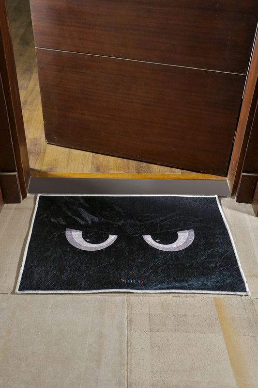 Grumpy Eyes Black Doormat