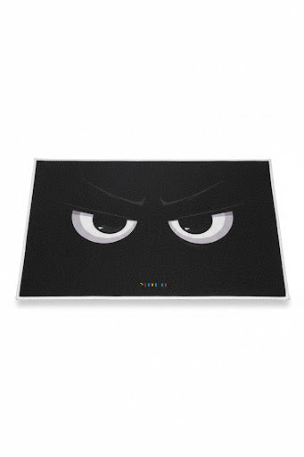 Grumpy Eyes Black Doormat